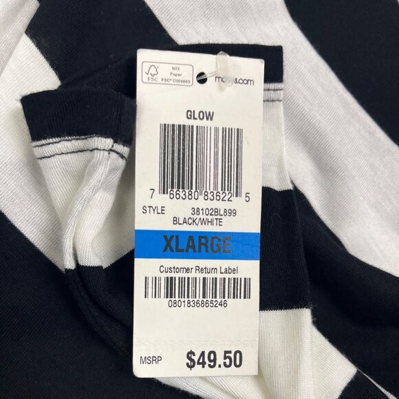 INC Black & White Striped Blouse 3/4 Sleeve Relaxed Fit Casual Sz XL - New - Picture 8 of 9